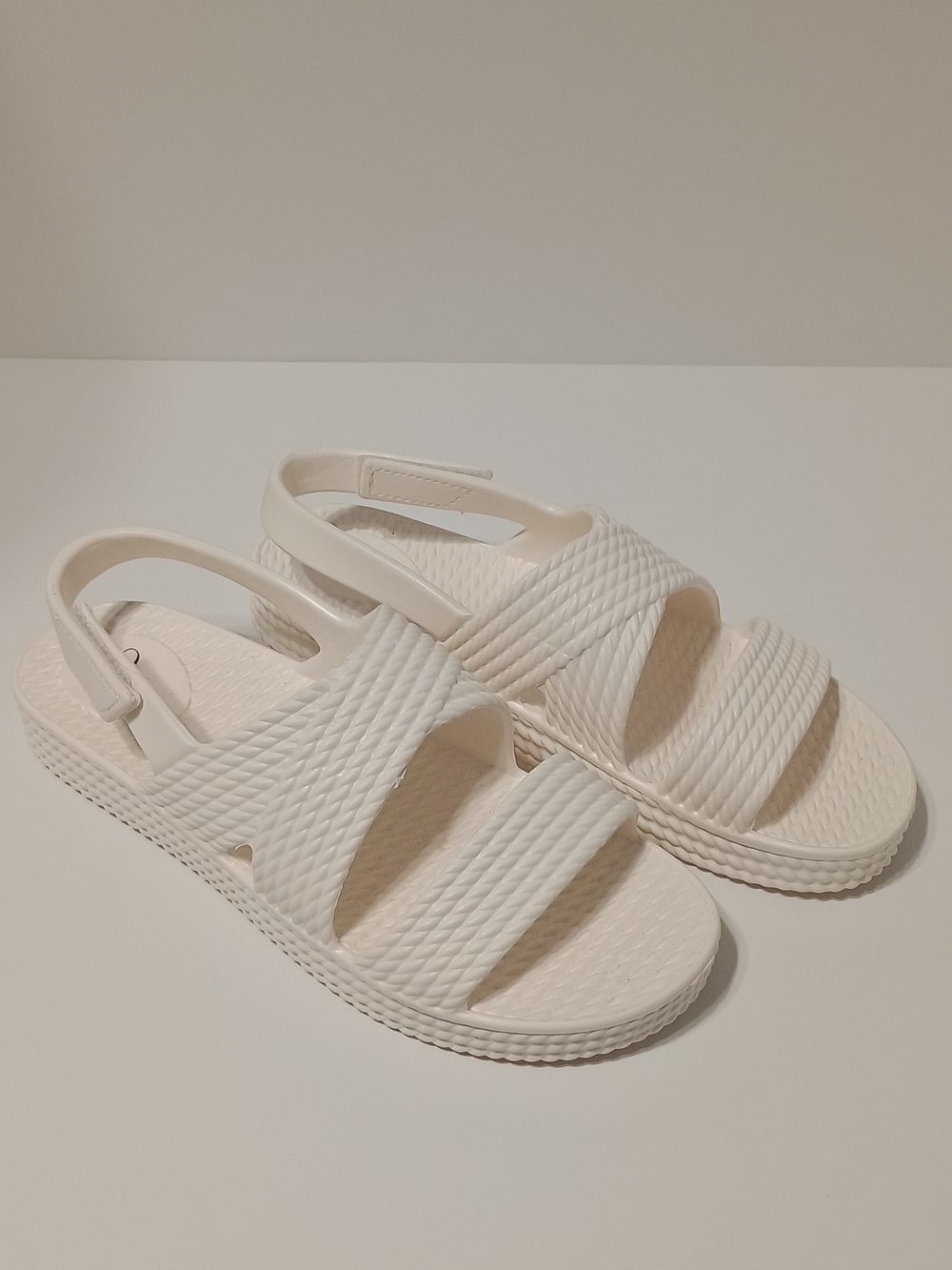 Freely Women’s White Double Strap Sandals Casual Platform Slides